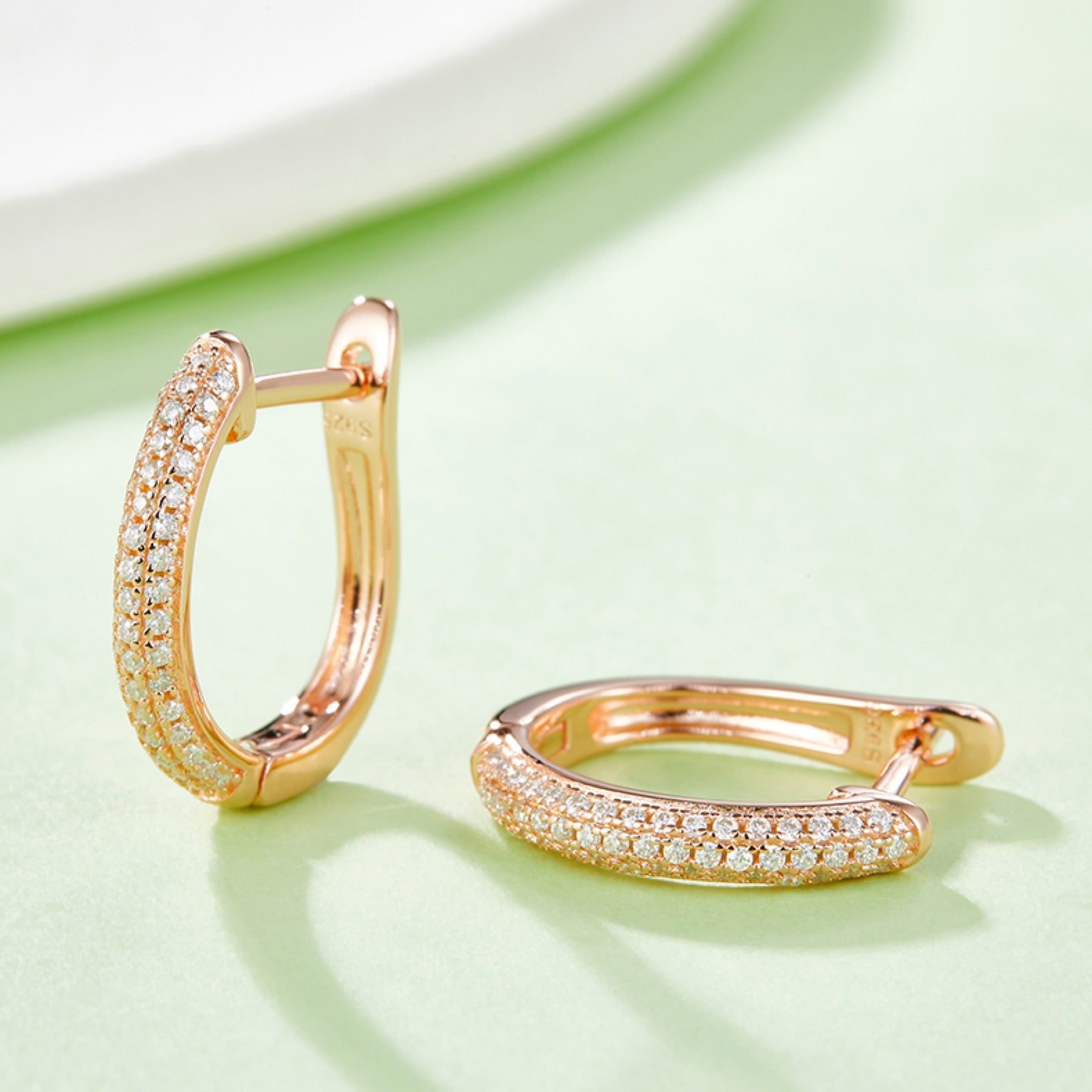 Vinca Moissanite Huggie Hoop Earrings in Sterling Silver