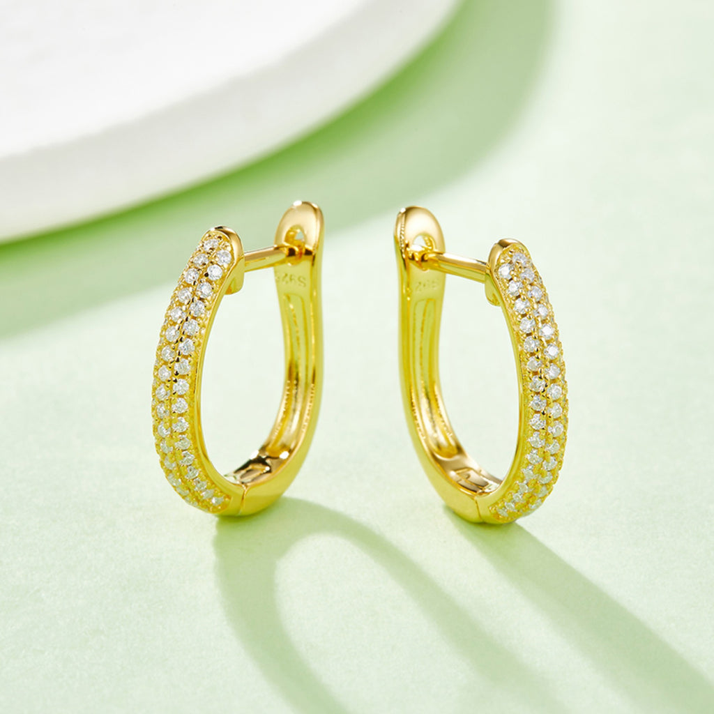 Vinca Moissanite Huggie Hoop Earrings in Sterling Silver
