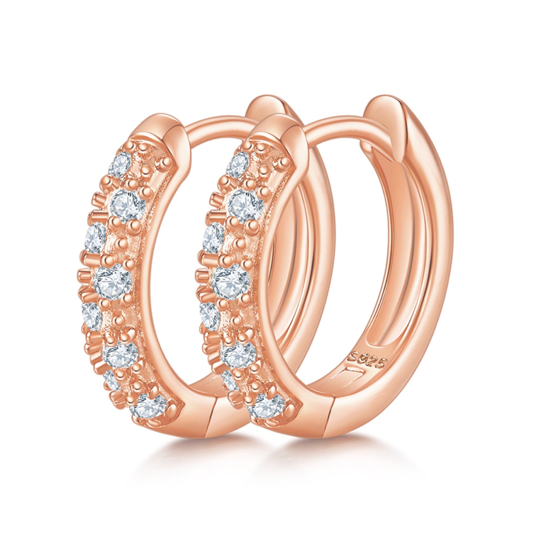 Bandeau Moissanite Huggie Hoop Earrings in Sterling Silver