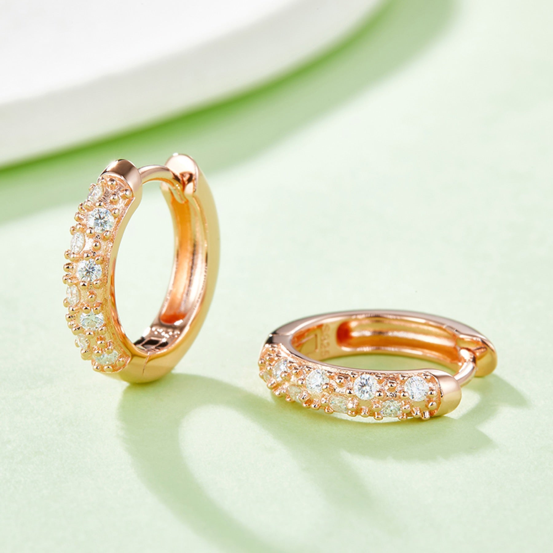 Bandeau Moissanite Huggie Hoop Earrings in Sterling Silver