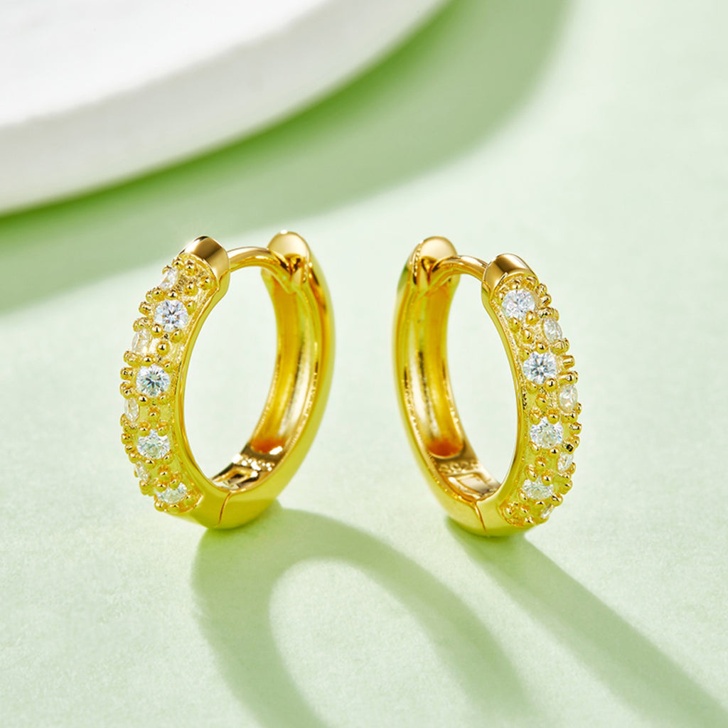 Bandeau Moissanite Huggie Hoop Earrings in Sterling Silver
