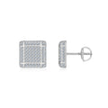 Blocc Moissanite Pavé Stud Earrings in Sterling Silver