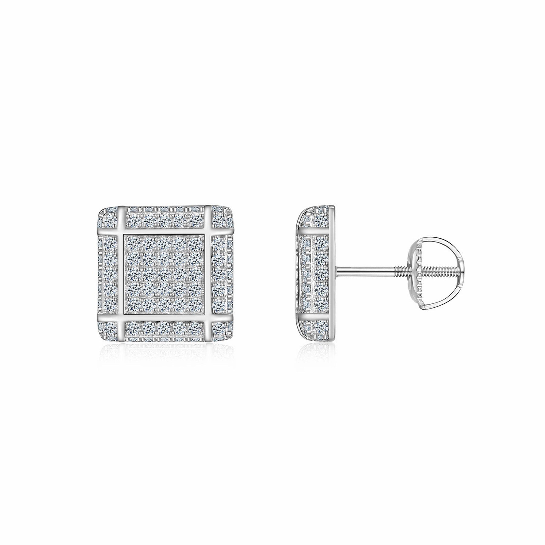 Blocc Moissanite Pavé Stud Earrings in Sterling Silver