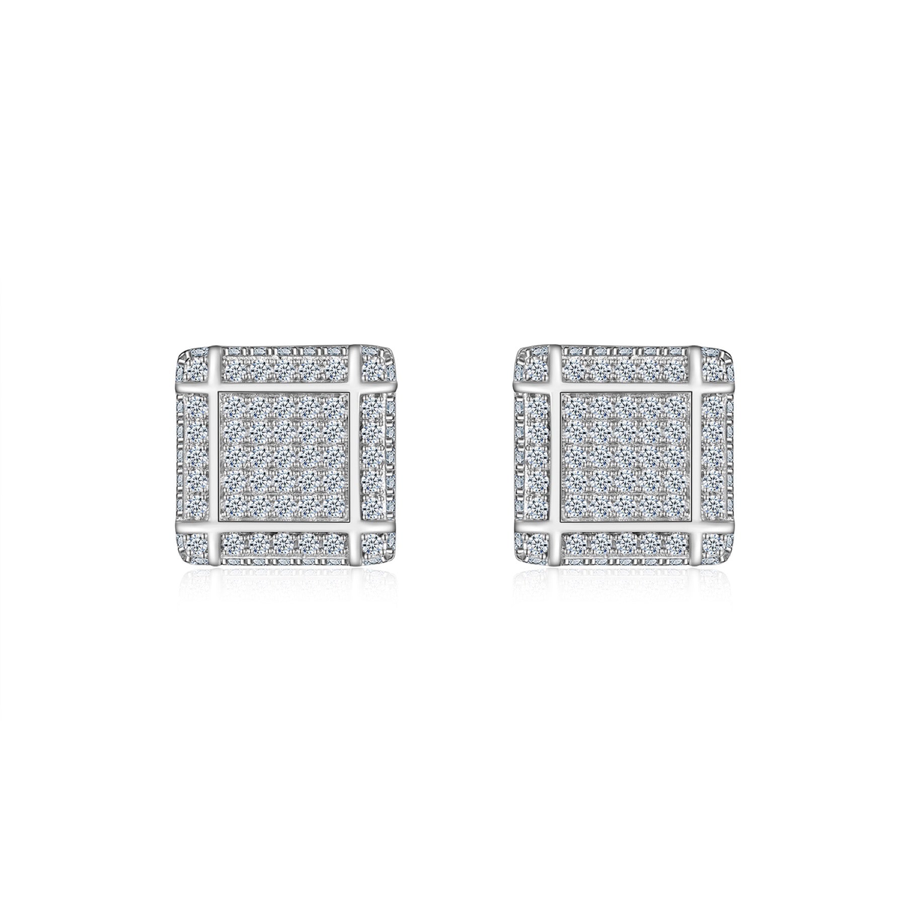Blocc Moissanite Pavé Stud Earrings in Sterling Silver