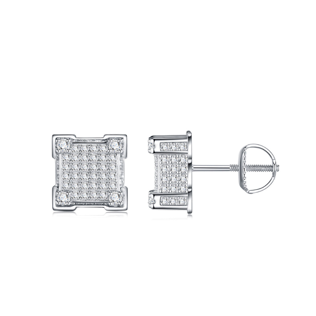 Cubis Moissanite Pavé Stud Earrings in Sterling Silver