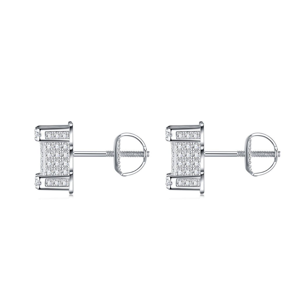 Cubis Moissanite Pavé Stud Earrings in Sterling Silver