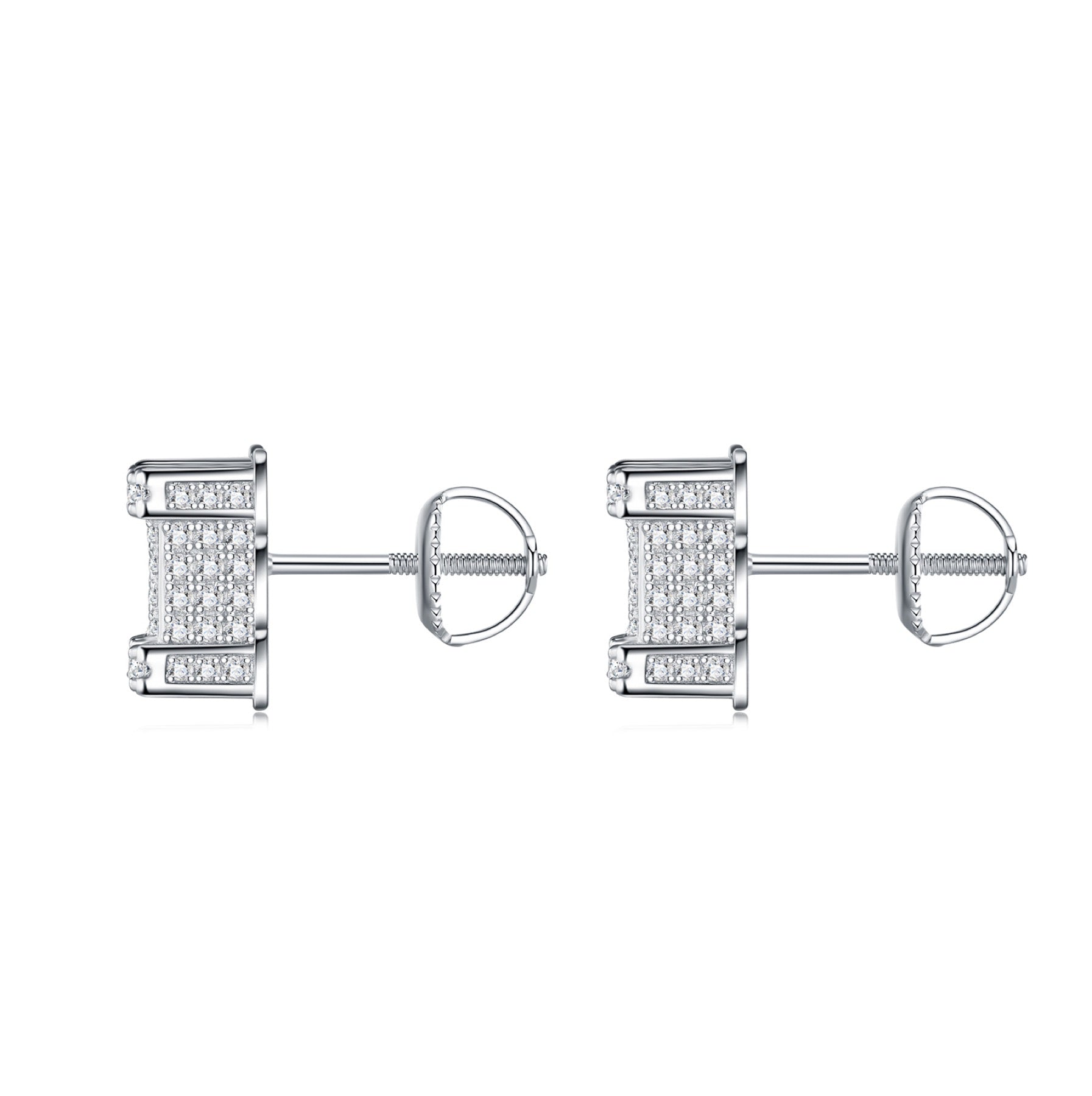 Cubis Moissanite Pavé Stud Earrings in Sterling Silver