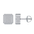 Tile Moissanite Pavé Stud Earrings in Sterling Silver