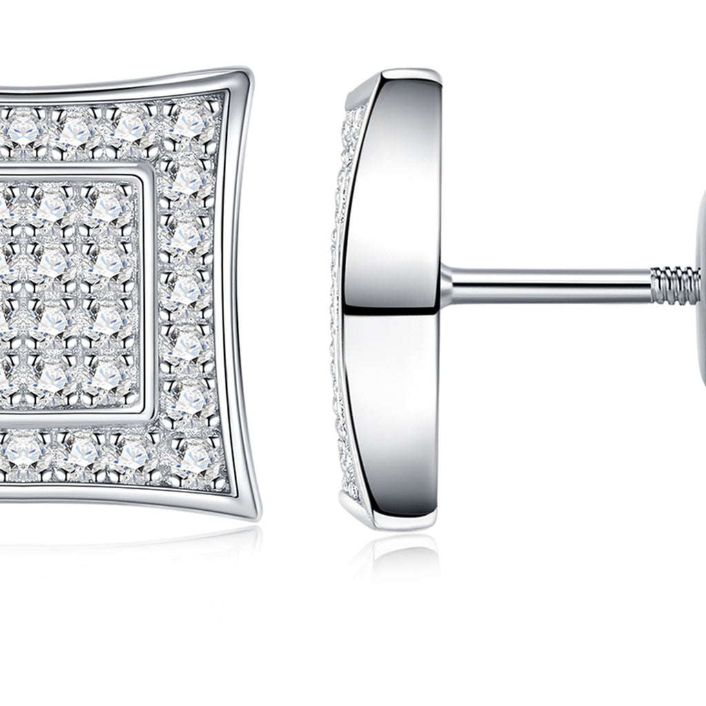 Kite Moissanite Pavé Stud Earrings in Sterling Silver — detail