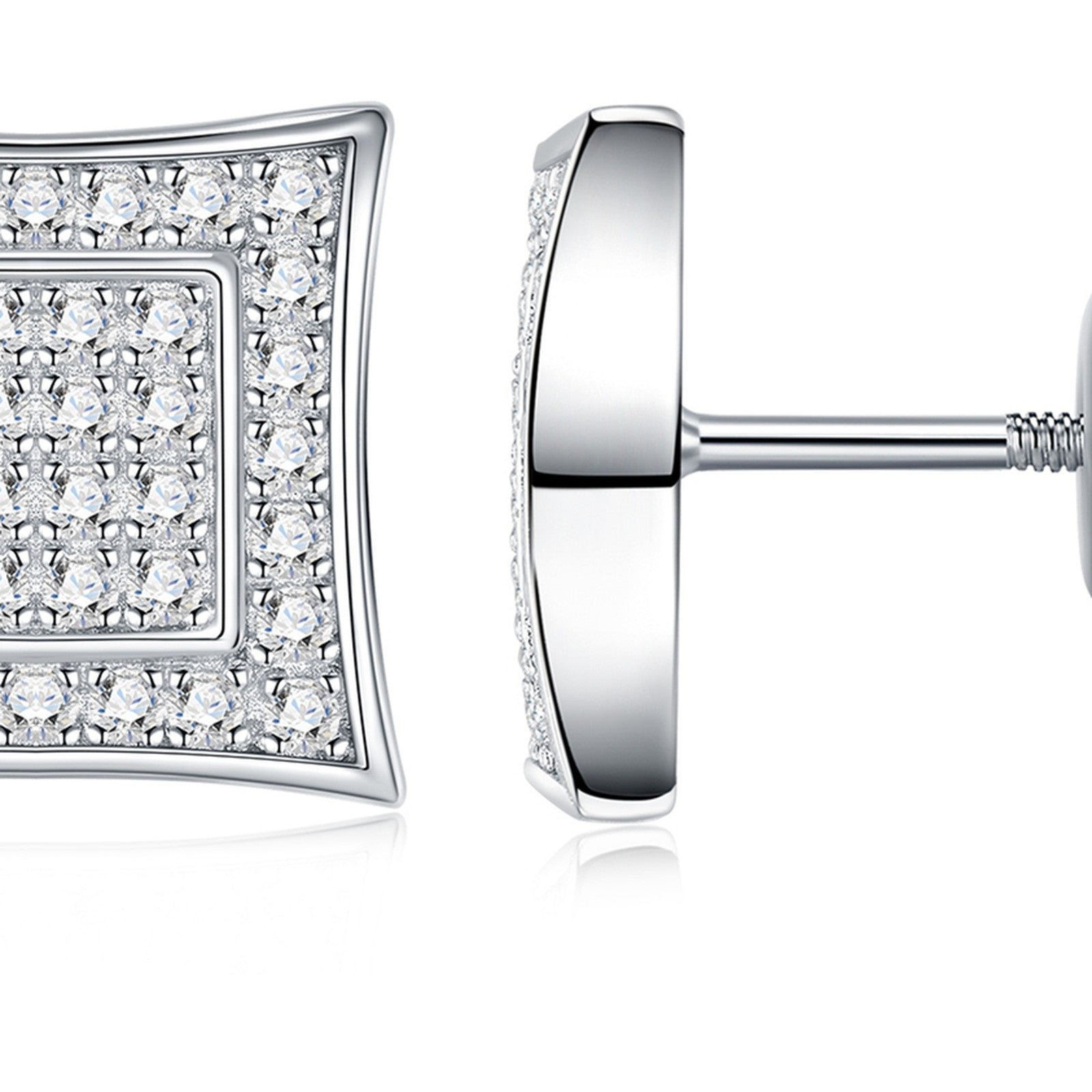 Kite Moissanite Pavé Stud Earrings in Sterling Silver — detail