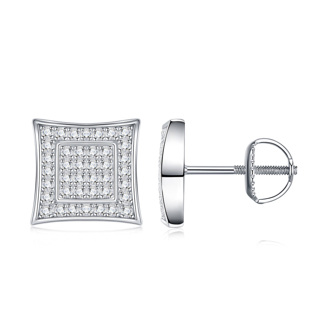 Kite Moissanite Pavé Stud Earrings in Sterling Silver