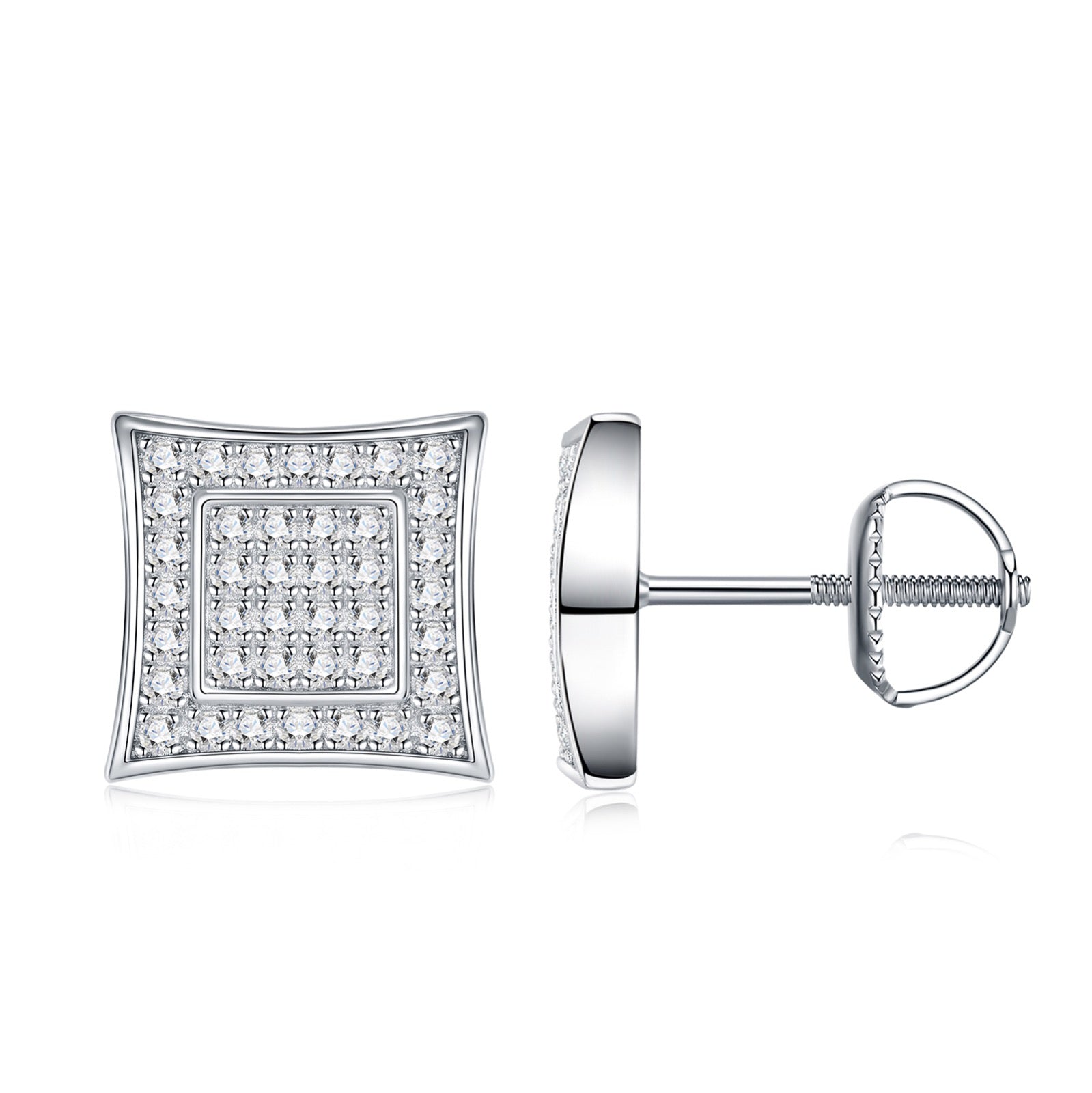 Kite Moissanite Pavé Stud Earrings in Sterling Silver