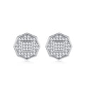 Octet Moissanite Pavé Stud Earrings in Sterling Silver