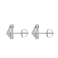 Trigon Moissanite Pavé Stud Earrings in Sterling Silver