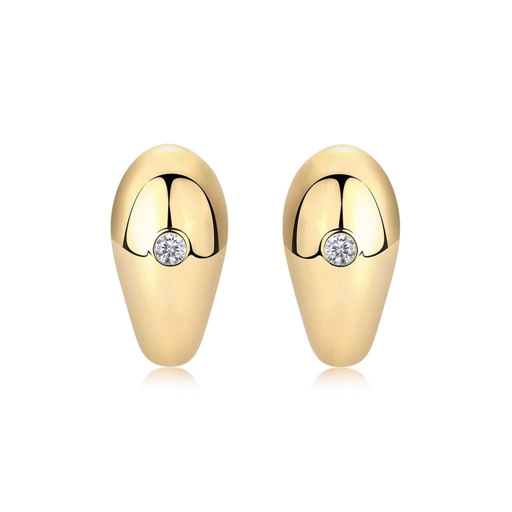 Bullion Moissanite Half-Hoop Stud Earrings in Gold-Tone Sterling Silver