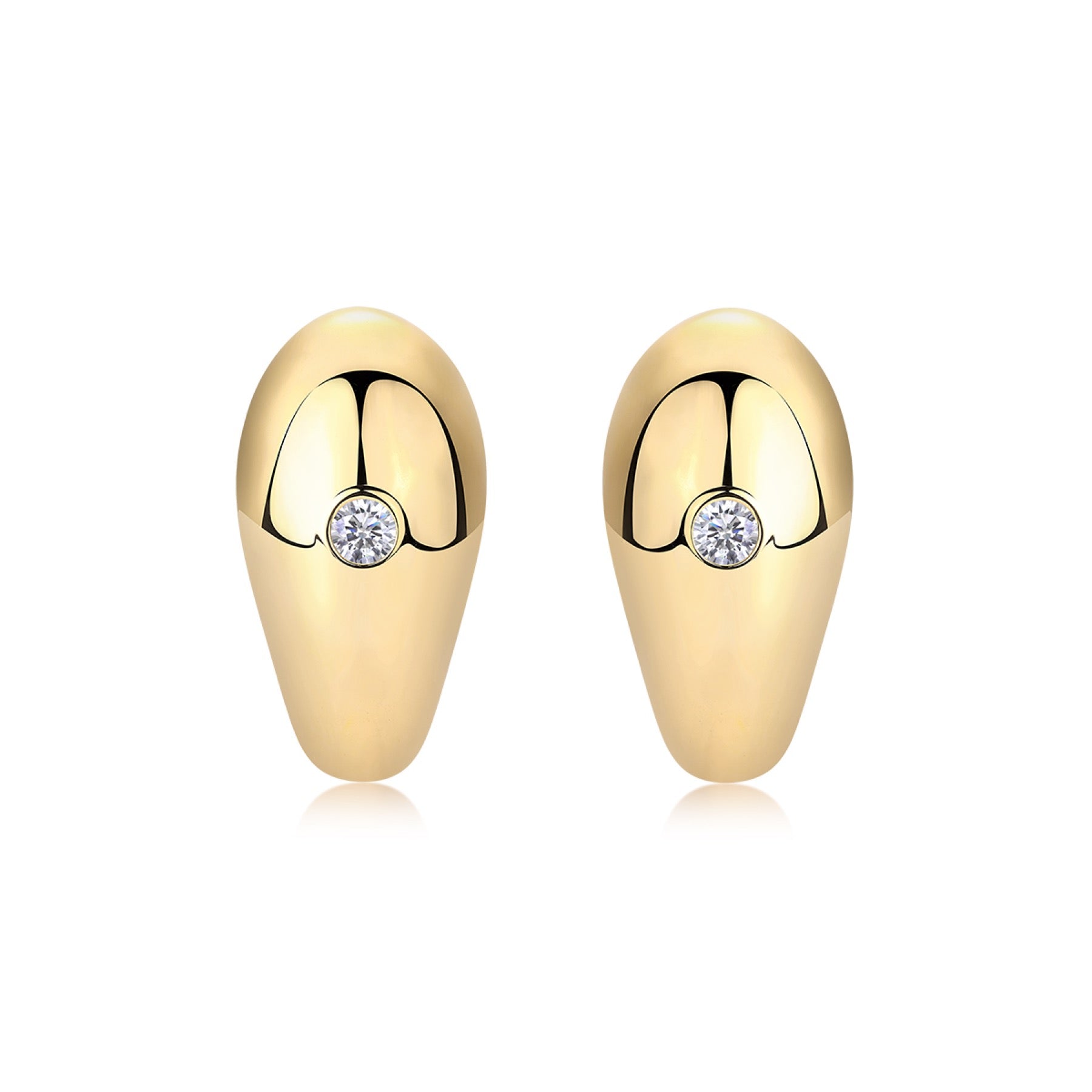 Bullion Moissanite Half-Hoop Stud Earrings in Gold-Tone Sterling Silver