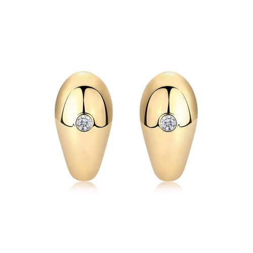 Bullion Moissanite Half-Hoop Stud Earrings in Gold-Tone Sterling Silver