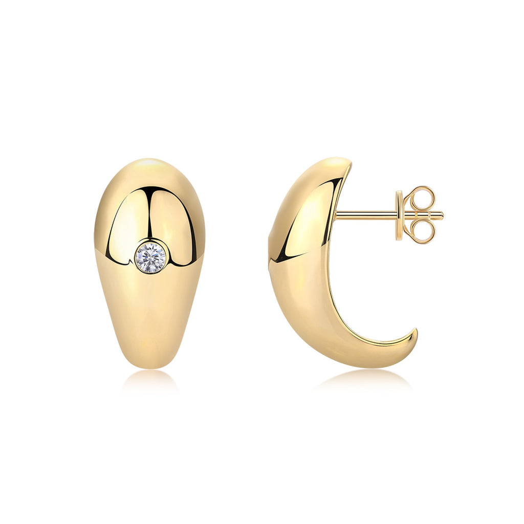 Bullion Moissanite Half-Hoop Stud Earrings in Gold-Tone Sterling Silver