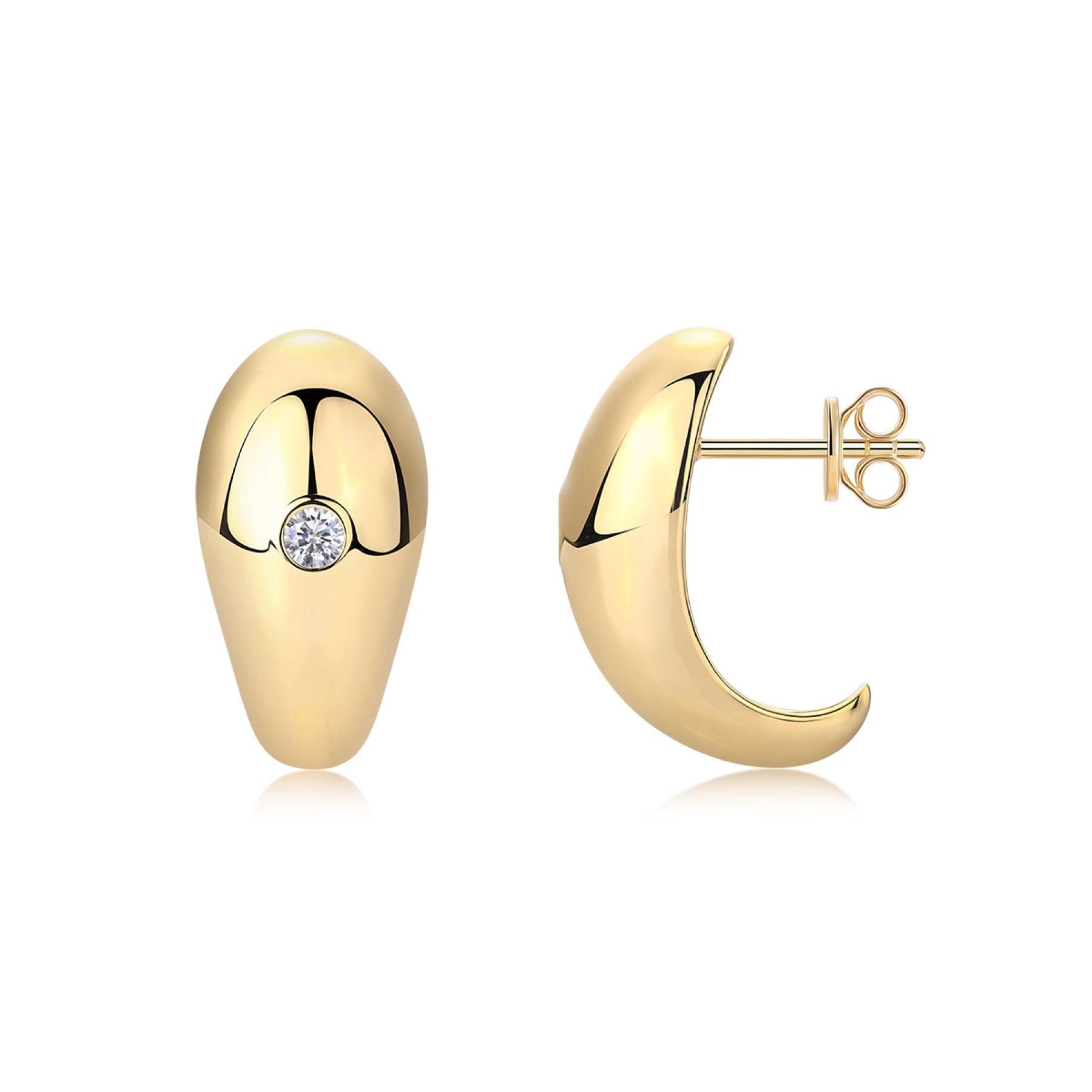 Bullion Moissanite Half-Hoop Stud Earrings in Gold-Tone Sterling Silver