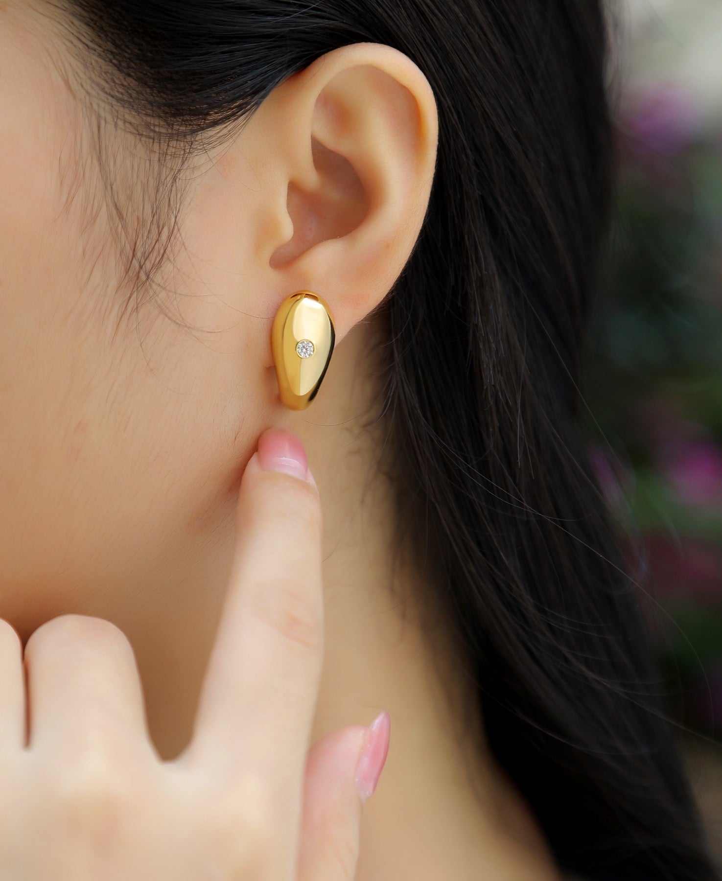 Bullion Moissanite Half-Hoop Stud Earrings in Gold-Tone Sterling Silver
