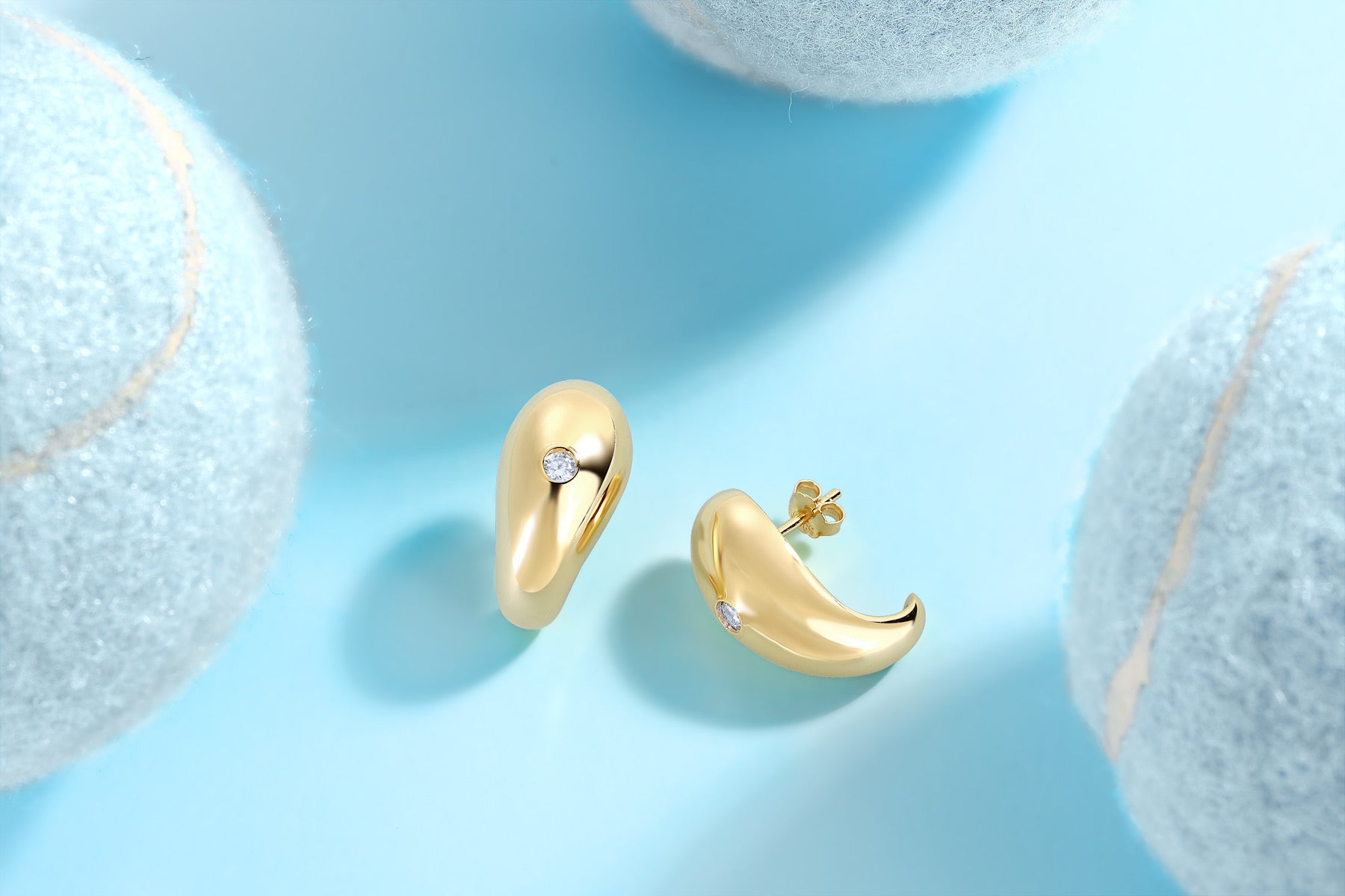 Bullion Moissanite Half-Hoop Stud Earrings in Gold-Tone Sterling Silver