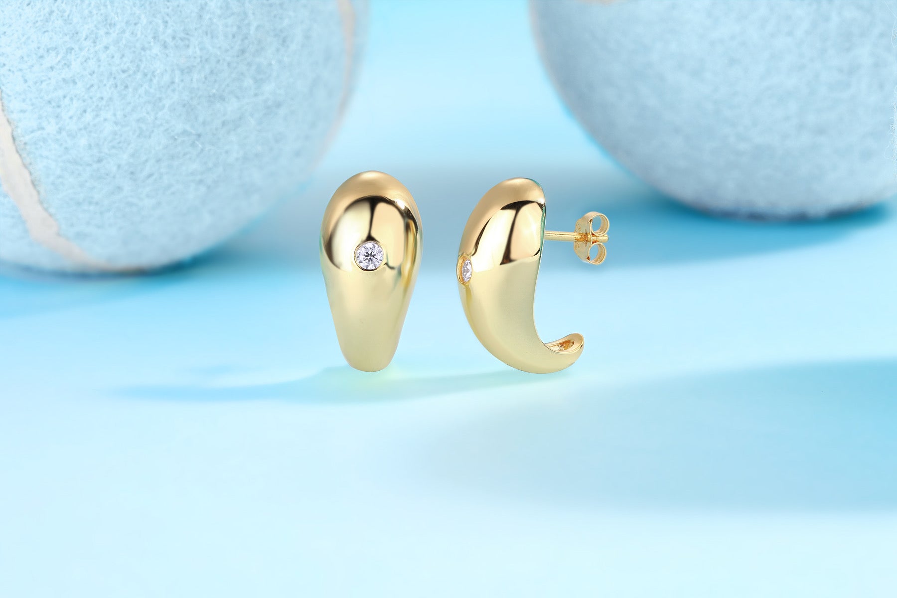Bullion Moissanite Half-Hoop Stud Earrings in Gold-Tone Sterling Silver