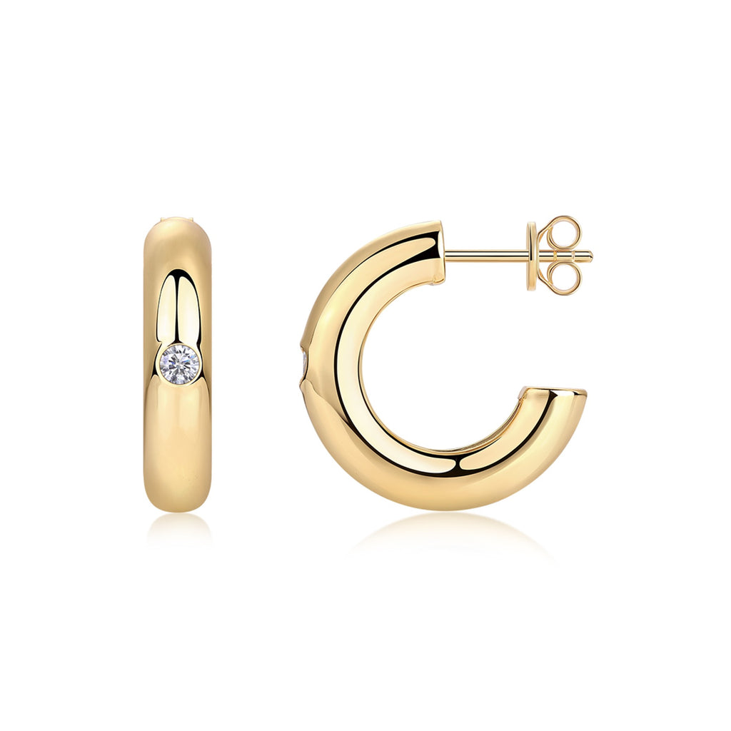 Solano Moissanite Hoop Earrings in Gold-Tone Sterling Silver