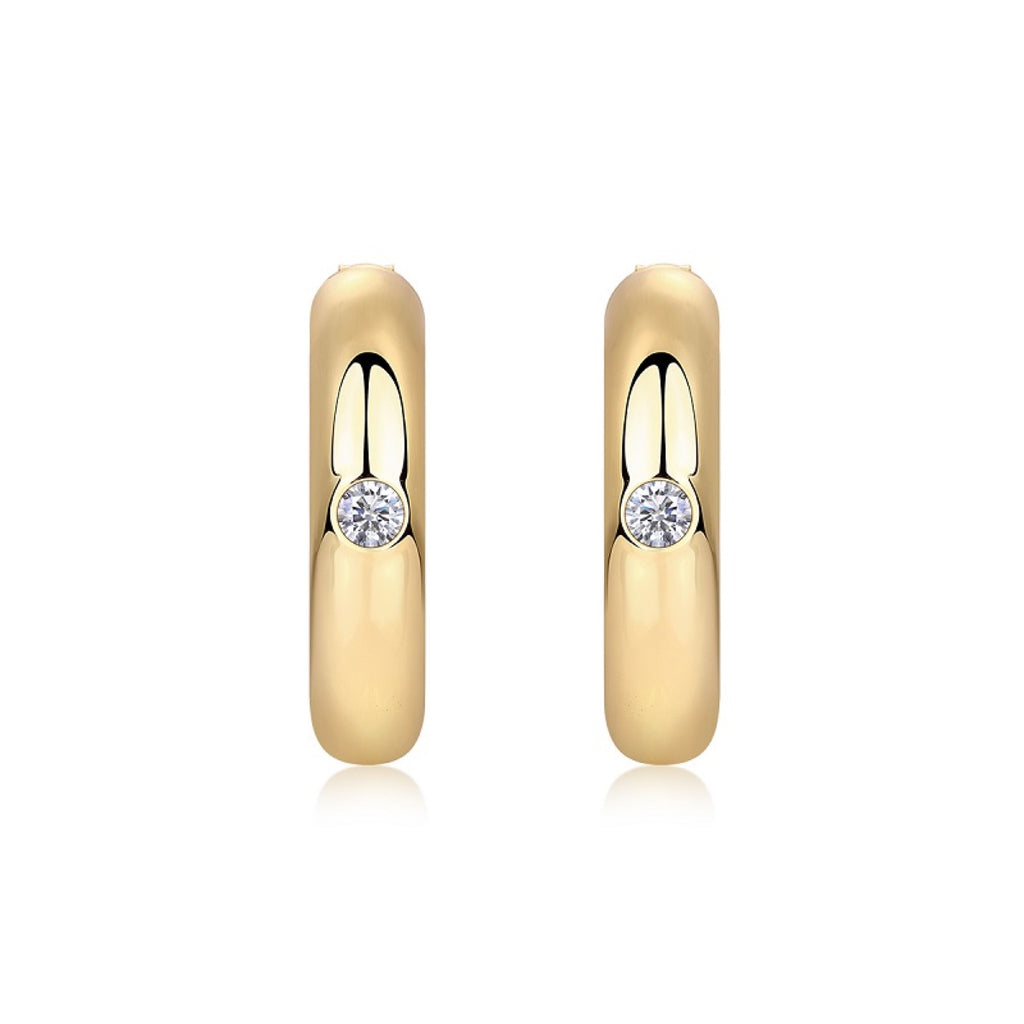 Solano Moissanite Hoop Earrings in Gold-Tone Sterling Silver
