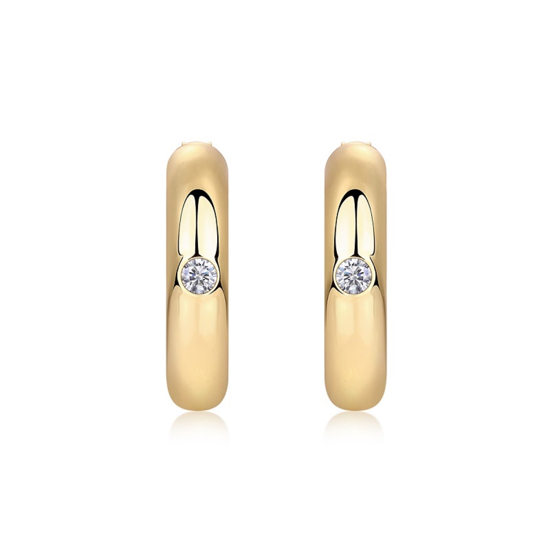 Solano Moissanite Hoop Earrings in Gold-Tone Sterling Silver