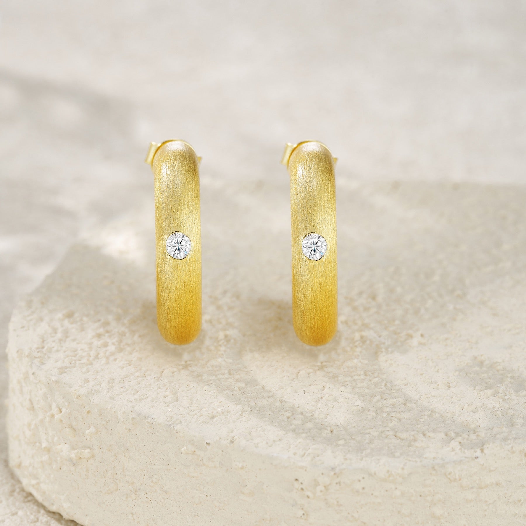 Solano Moissanite Hoop Earrings in Gold-Tone Sterling Silver