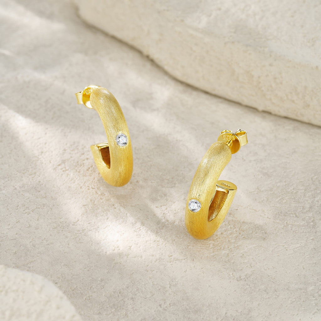 Solano Moissanite Hoop Earrings in Gold-Tone Sterling Silver