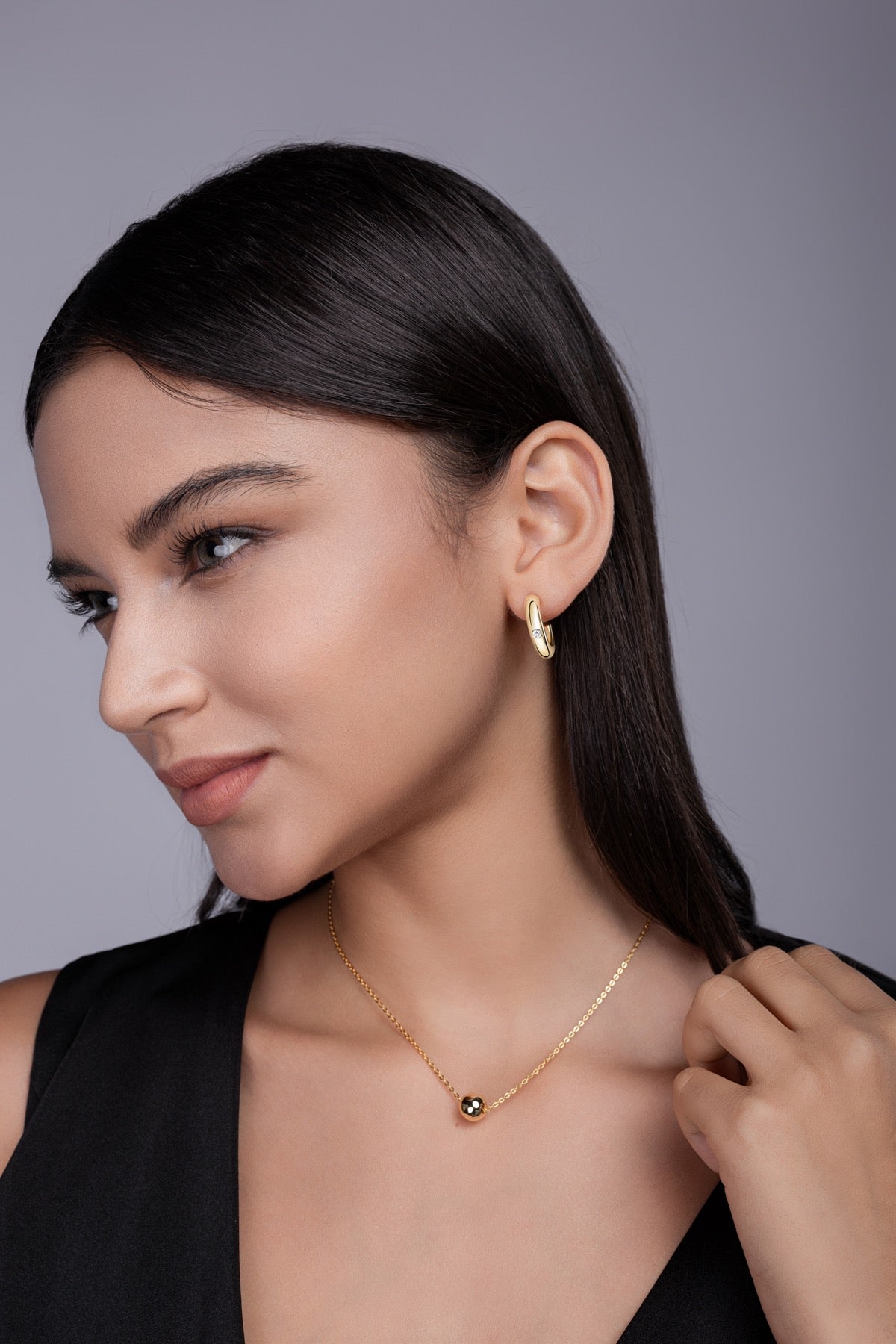 Solano Moissanite Hoop Earrings in Gold-Tone Sterling Silver