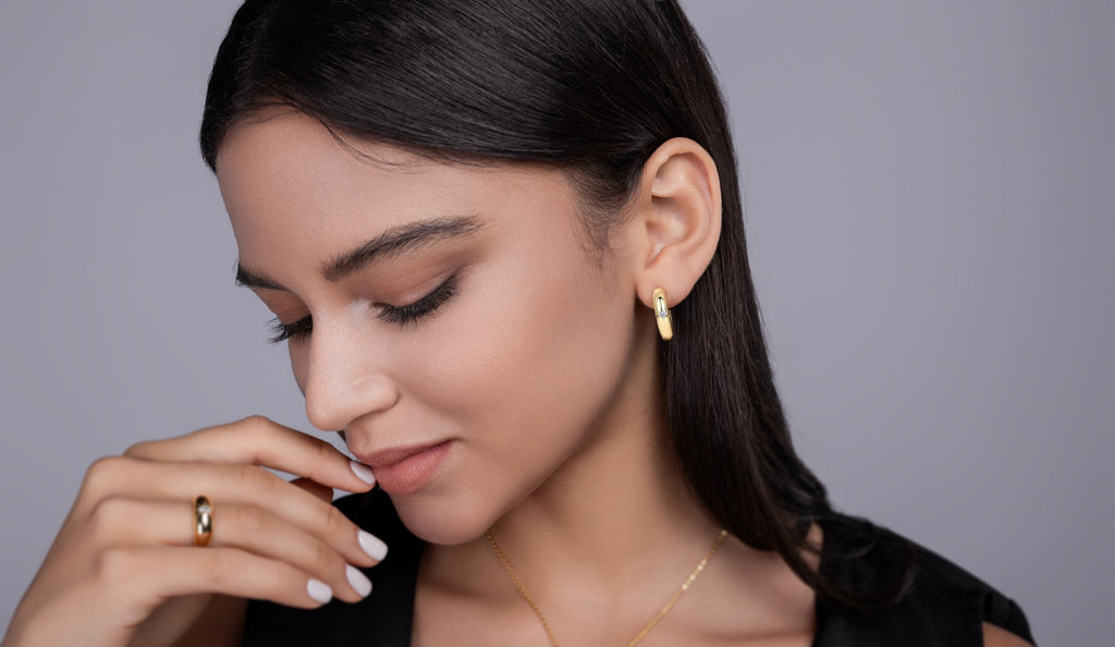 Solano Moissanite Hoop Earrings in Gold-Tone Sterling Silver