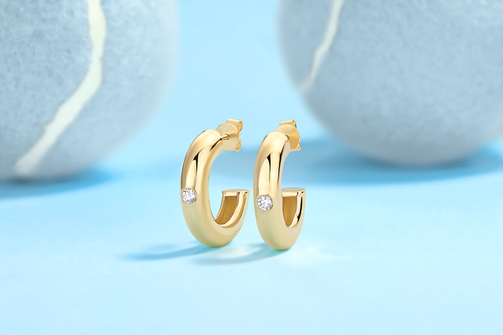 Solano Moissanite Hoop Earrings in Gold-Tone Sterling Silver