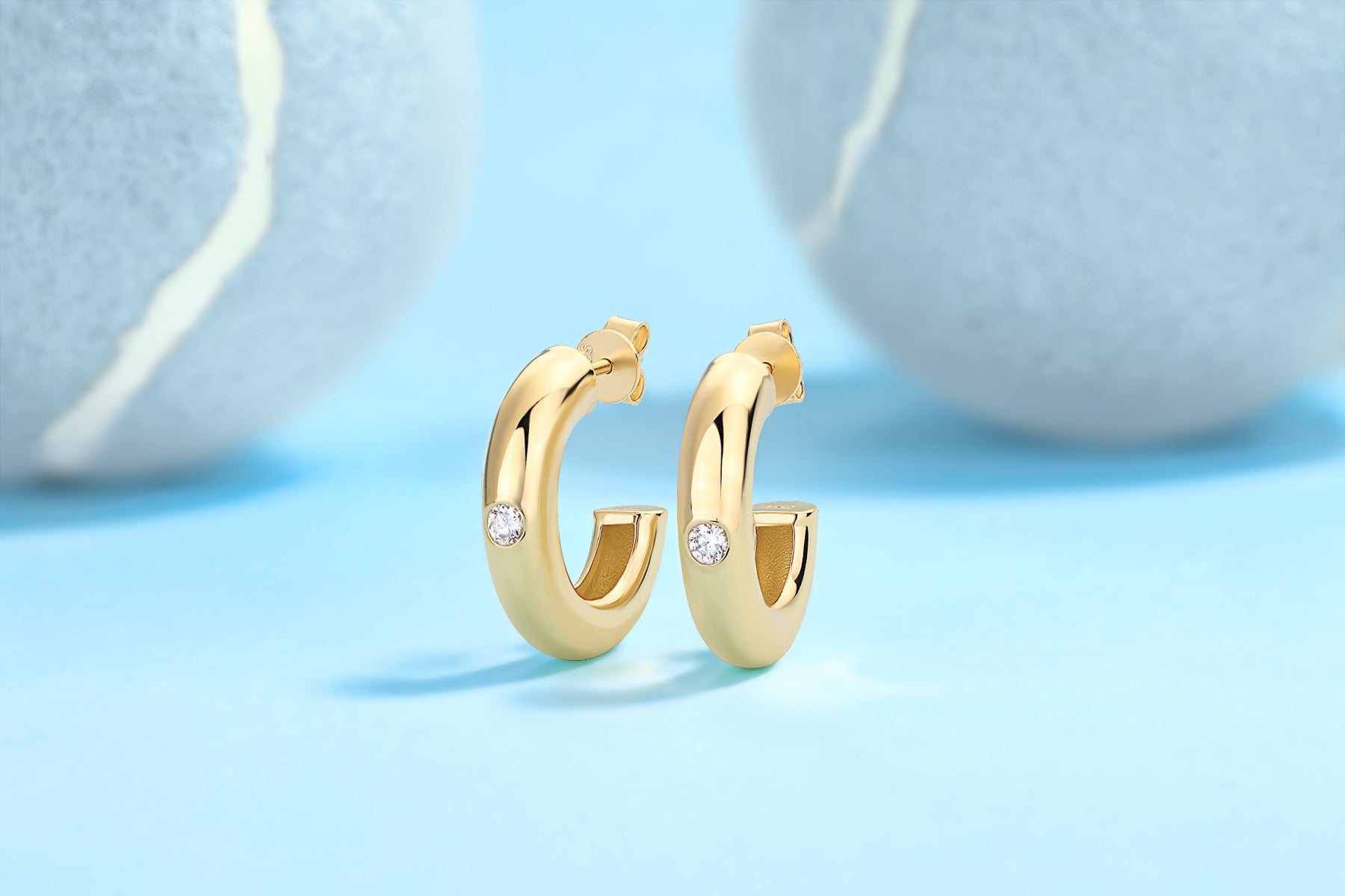 Solano Moissanite Hoop Earrings in Gold-Tone Sterling Silver