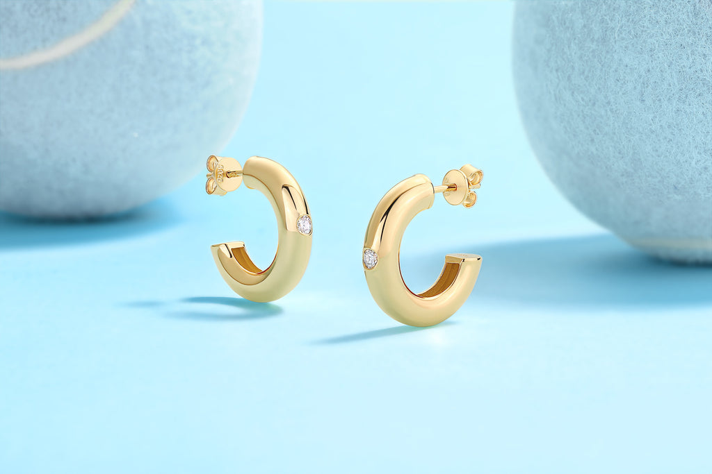 Solano Moissanite Hoop Earrings in Gold-Tone Sterling Silver