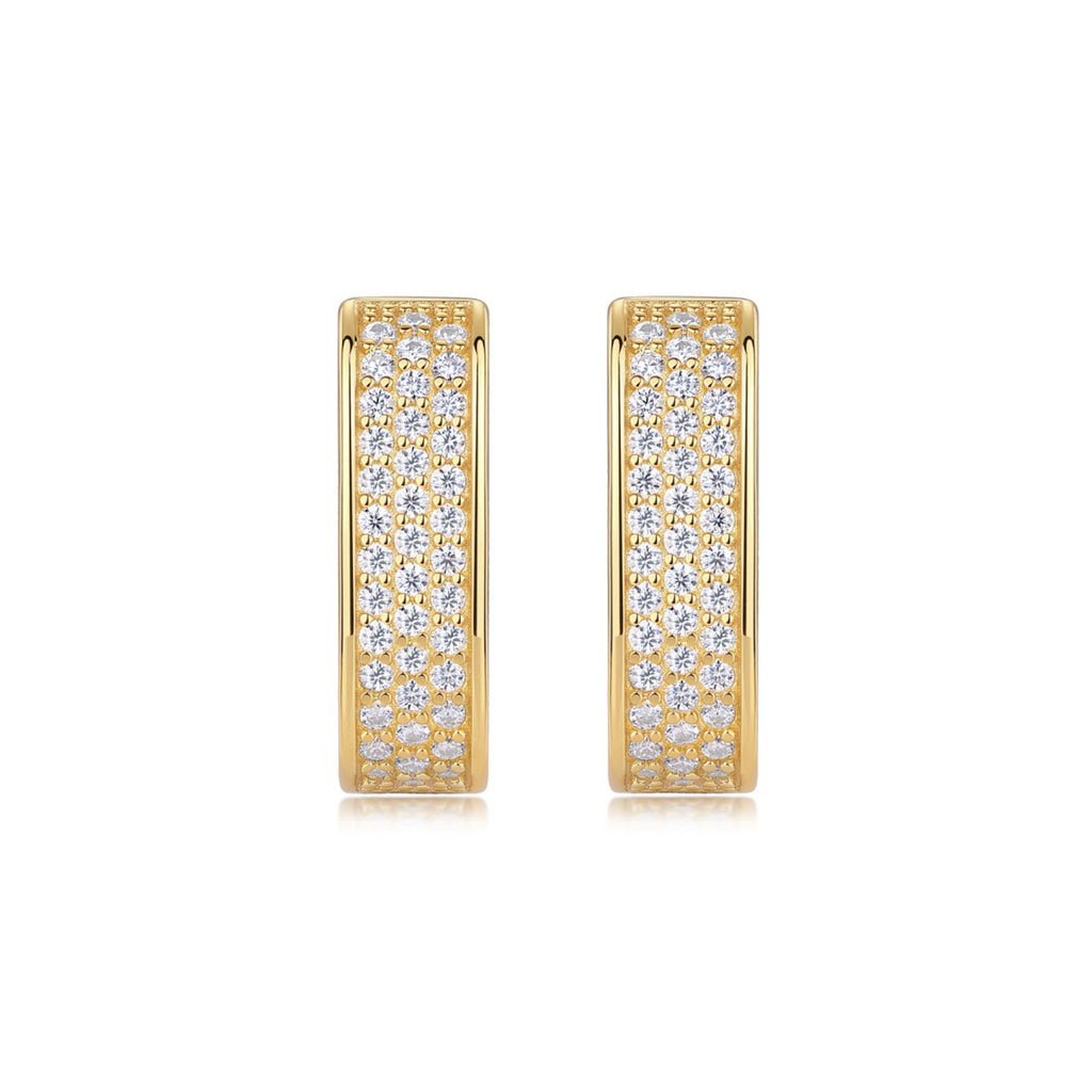 Riviera Moissanite Enamel Huggie Hoop Earrings in Gold-Tone Sterling Silver