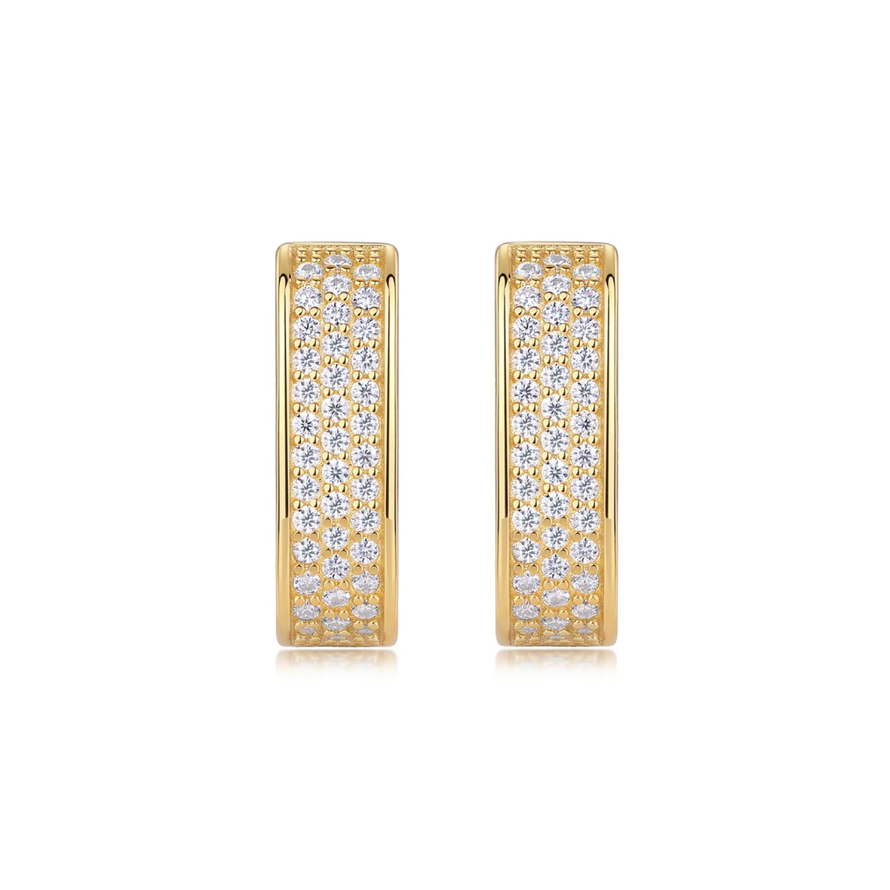 Riviera Moissanite Enamel Huggie Hoop Earrings in Gold-Tone Sterling Silver