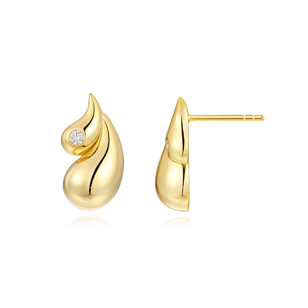 Rosee Moissanite Teardrop Stud Earrings in Gold-Tone Sterling Silver
