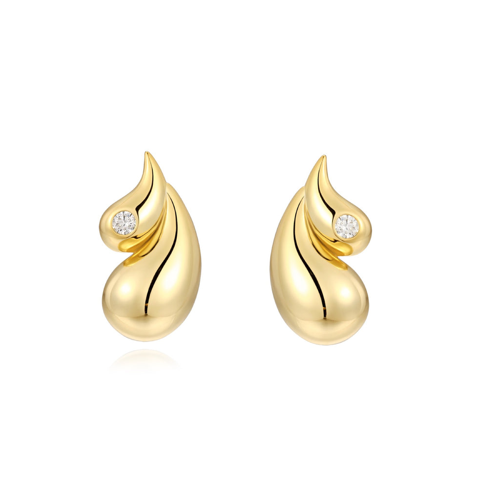 Rosee Moissanite Teardrop Stud Earrings in Gold-Tone Sterling Silver