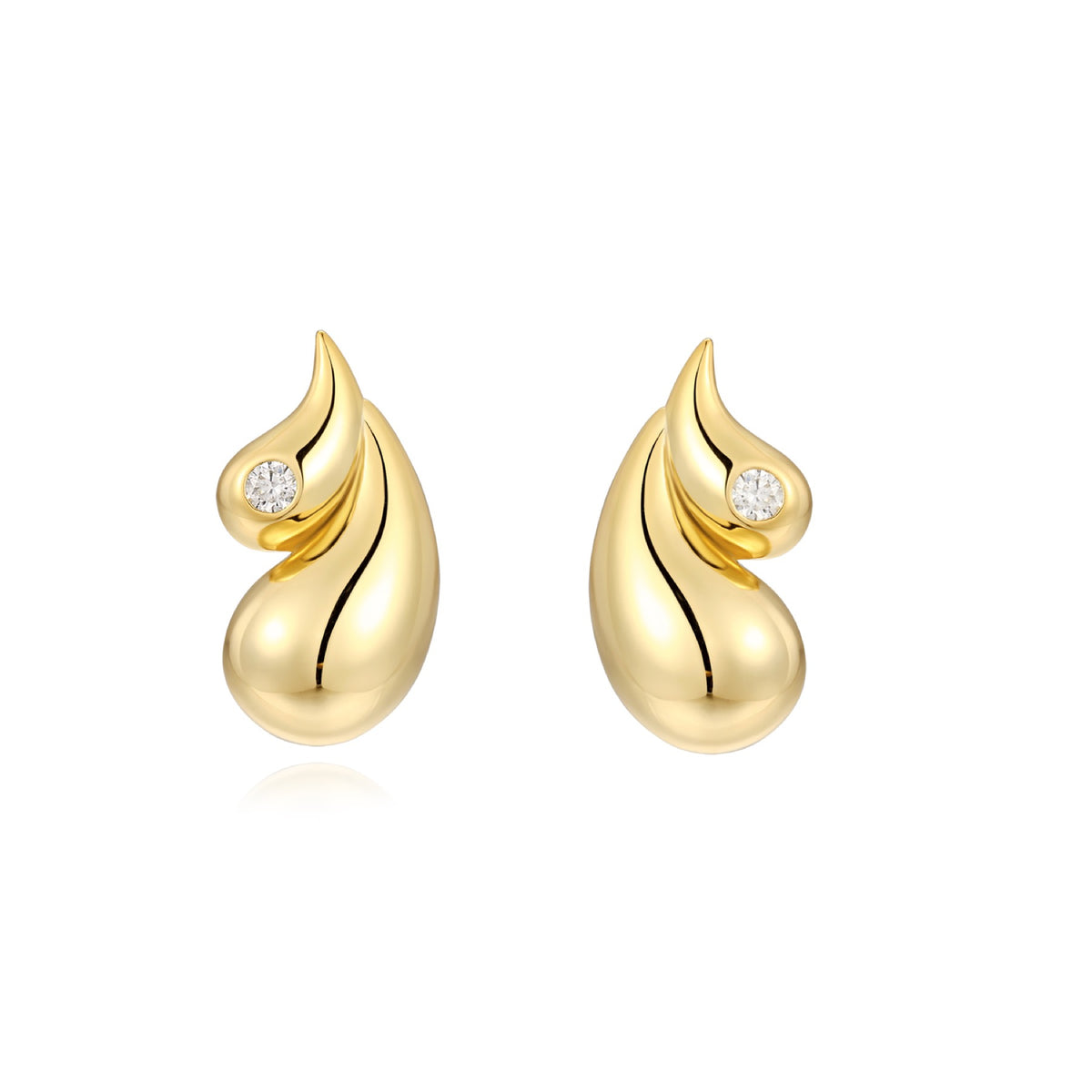 Rosee Moissanite Teardrop Stud Earrings in Gold-Tone Sterling Silver