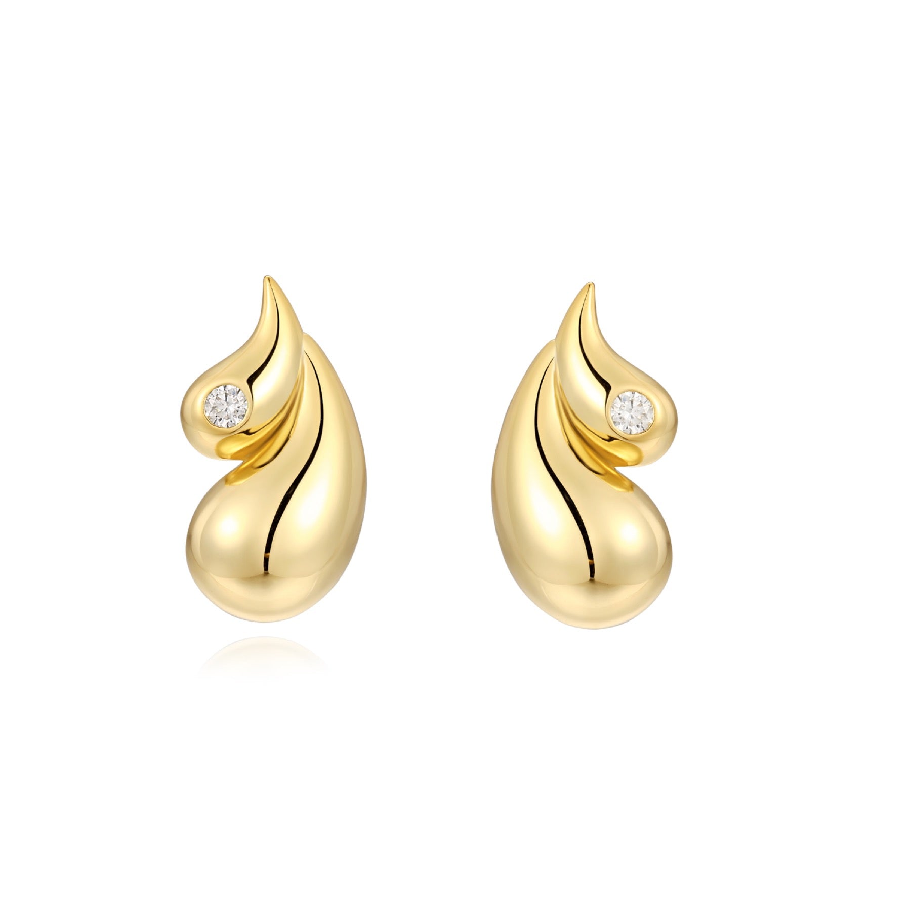 Rosee Moissanite Teardrop Stud Earrings in Gold-Tone Sterling Silver