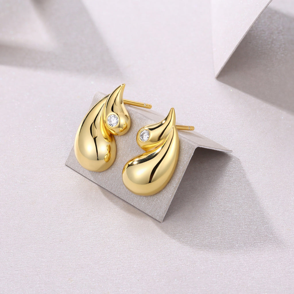 Rosee Moissanite Teardrop Stud Earrings in Gold-Tone Sterling Silver