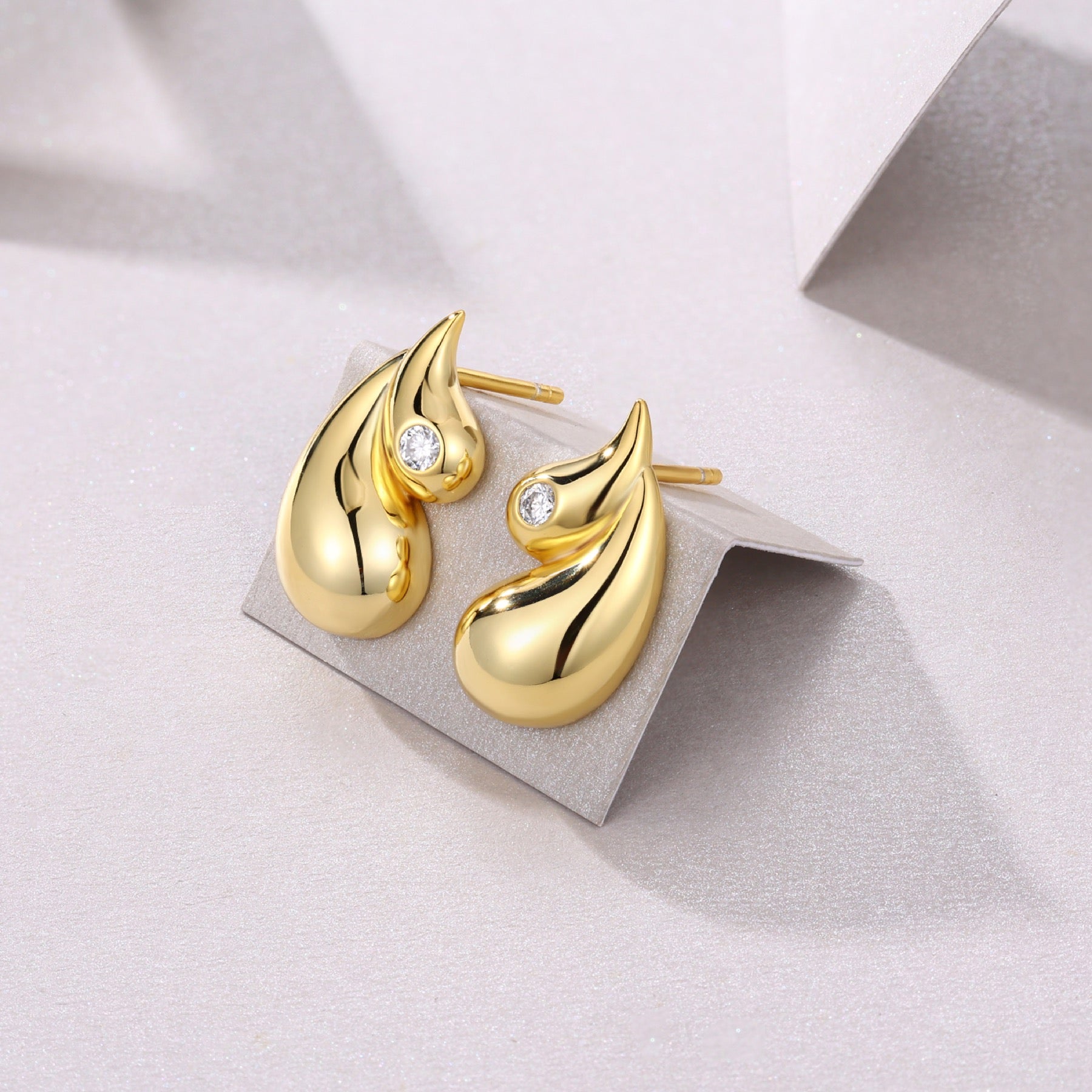 Rosee Moissanite Teardrop Stud Earrings in Gold-Tone Sterling Silver