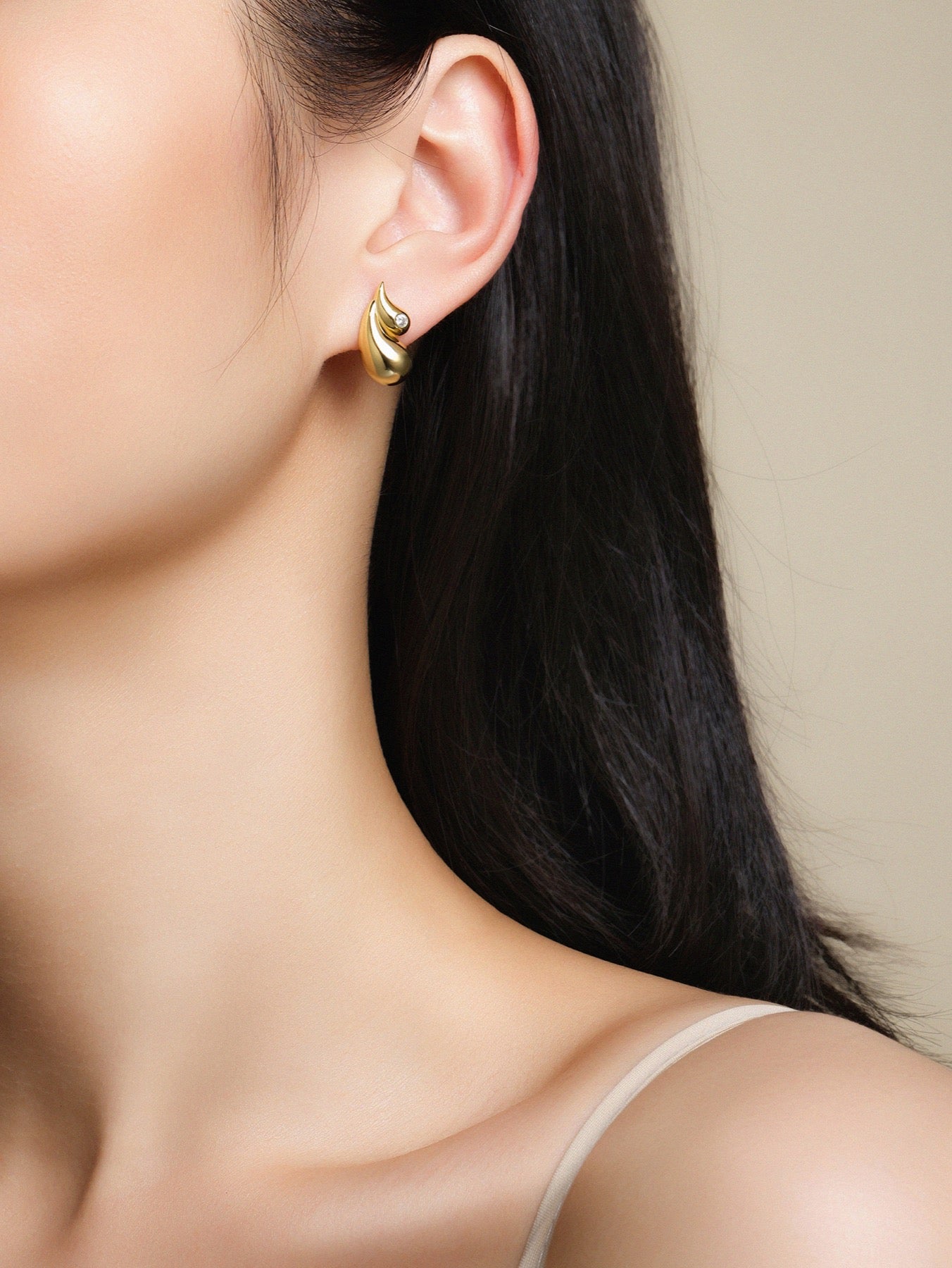 Rosee Moissanite Teardrop Stud Earrings in Gold-Tone Sterling Silver