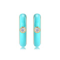 Azur Moissanite Enamel Hoop Earrings in Gold-Tone Sterling Silver