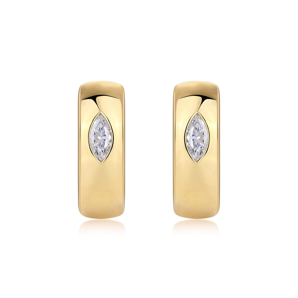 Aurum Marquise-Cut Moissanite Hoop Earrings in Gold-Tone Sterling Silver