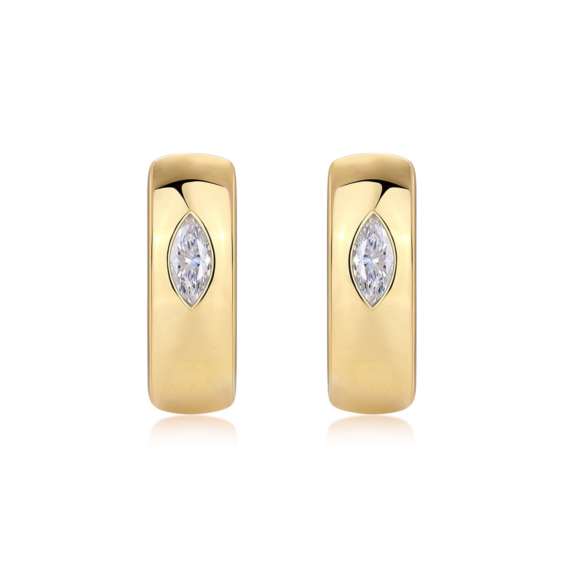 Aurum Marquise-Cut Moissanite Hoop Earrings in Gold-Tone Sterling Silver