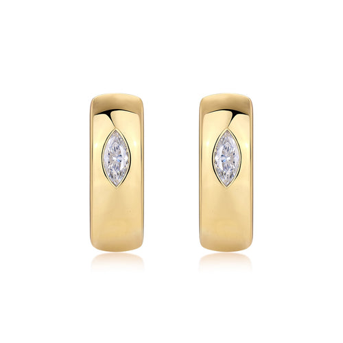 Aurum Marquise-Cut Moissanite Hoop Earrings in Gold-Tone Sterling Silver