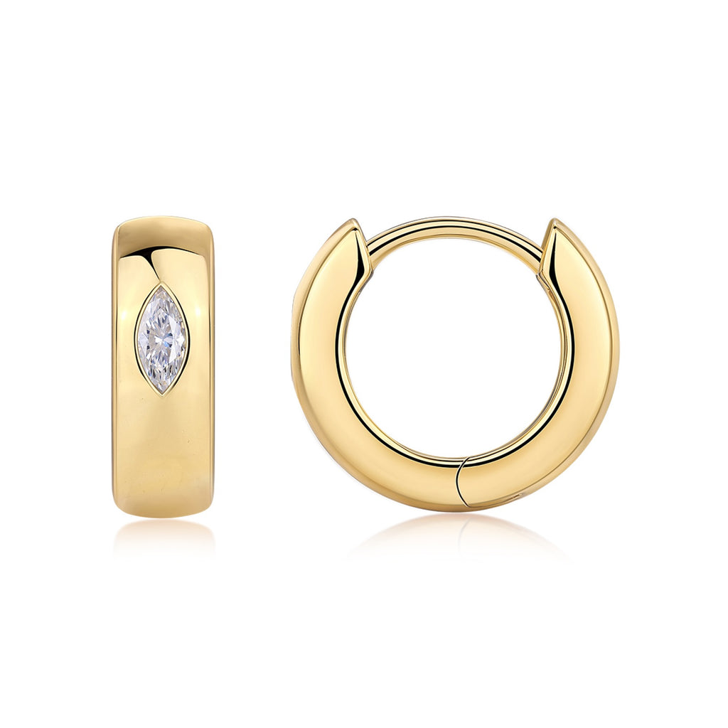 Aurum Marquise-Cut Moissanite Hoop Earrings in Gold-Tone Sterling Silver